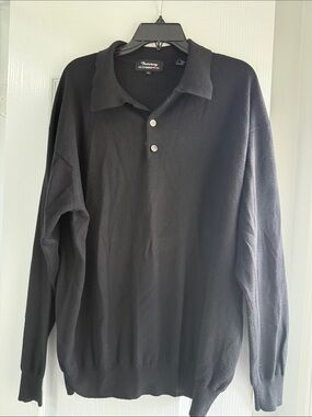Tuscany Black V-Neck Long-Sleeve Sweater Polo